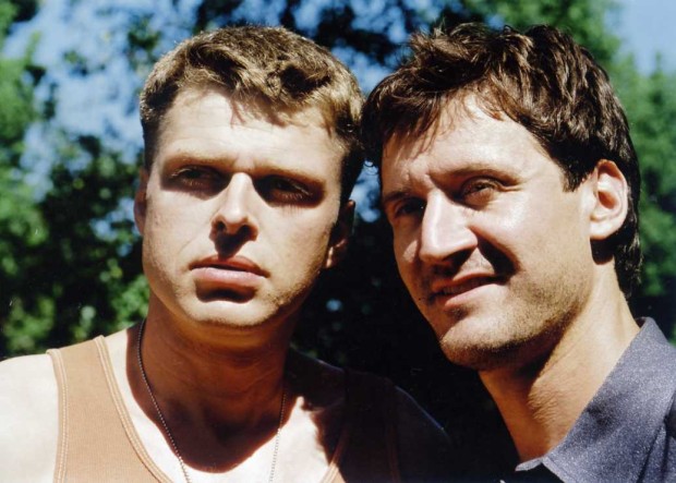 Réal Bossé et François Papineau durant le tournage du film La Bouteille (Image: Caroline Hayeur - Source: Coll. personnelle)