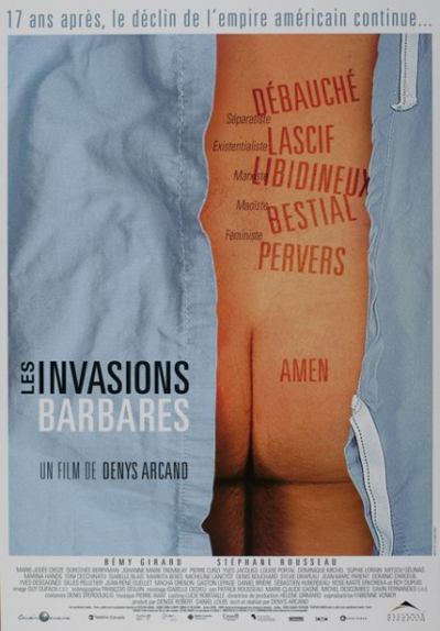 Affiche québécoise du film Les Invasions Barbares (Arcand, 2003 - Cinémaginaire - Alliance Vivafilm)