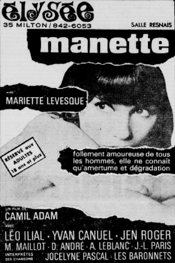 Encart publicitaire du film Manette dans Le petit journal du 31 décembre 1967