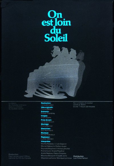 Affiche du film On est loin du soleil (Jacques Leduc, 1970 - Coll. Archives Canada)