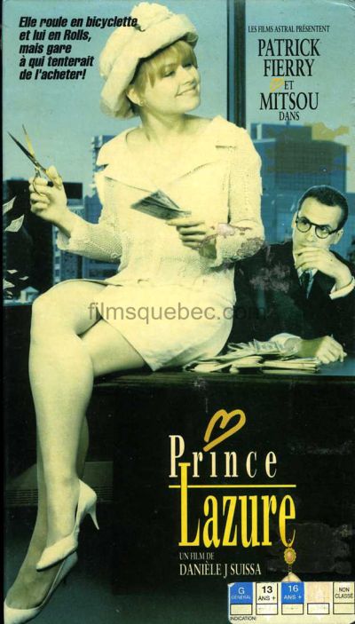 Jaquette VHS du téléfilm Prince Lazure - Mitsou est assise (en jupe courte) sur le bureau de Monsieur Lazure