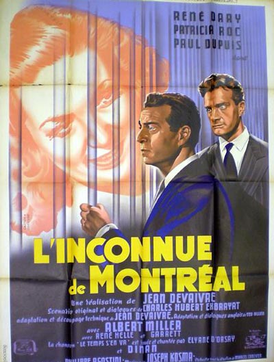 Affiche originale du film L'Inconnue de Montréal (Son copain, Jean Devaivre, 1950 - source Moviecovers)