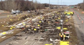 Tournage du crash d'avion à Trois-Rivières pour Miraculum (source: Page Facebook du film).