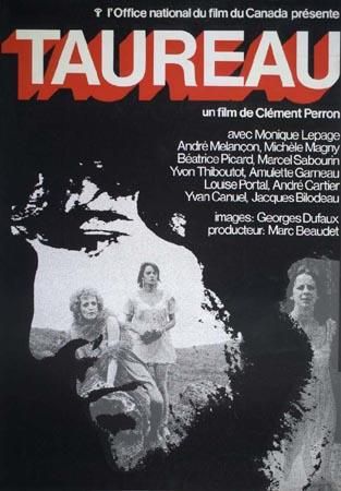 Affiche du film Taureau de Clément Perron (Coll. Cinémathèque québécoise)