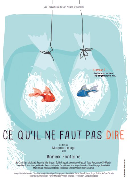 Affiche du film Ce qu'il ne faut pas dire de Marquise Lepage (2015, Productions du Cerf-Volant)