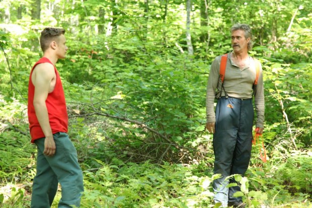 Image des comédiens Antoine L'Écuyer et Roy Dupuis en tournage du film "Le bruit des arbres" Photo par Christian Mouzard