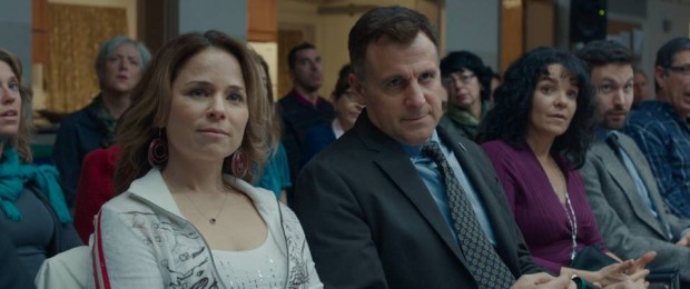 Images de comédiens Suzanne Clément et Patrick Huard dans Guibord s'en va-t-en guerre (réal. Philippe Falardeau, 2015 - Christal Films - Photo Ronald Plante)