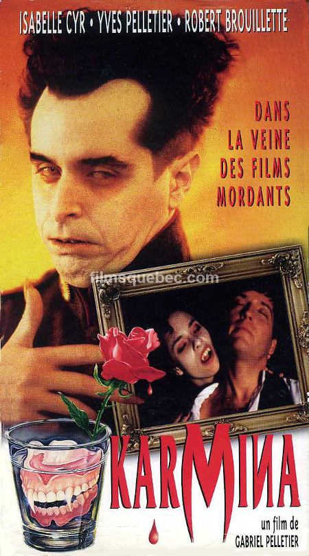 Image de la pochette avant de la VHS du film québécois Karmina de Gabriel Pelletier (Collection filmsquebec.com)