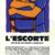 Pochette VHS du film L'Escorte de Denis Langlois (dessin de deux hommes enlacés sur fond bleu marine)