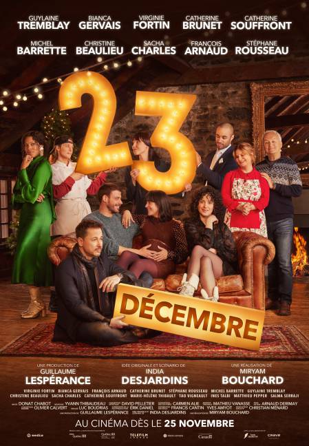 Affiche du film 23 décembre, réalisé par Miryam Bouchard. En salle le 25 novembre 2022 (Immina Films)