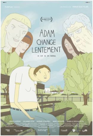 Affiche du long métrage d'animation Adam change lentement de Joël Vaudreuil (FunFilm, 2023)