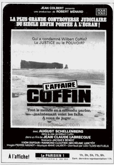 Encart de presse de l'affiche du film L'affaire Coffin de Jean-Claude Labrecque