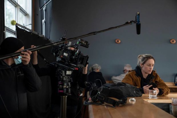 La fonte des glaces - François Péloquin en tournage - Photo de l'actrice Christine Beaulieu (crédit Marlène Gélineau Payette)