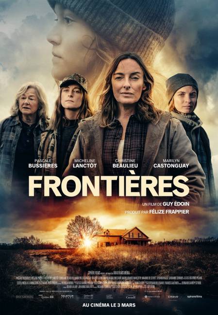 Frontières - Affiche du film de Guy Édoin (sur laquelle l'on voit les visages des cinq comédiennes principales)