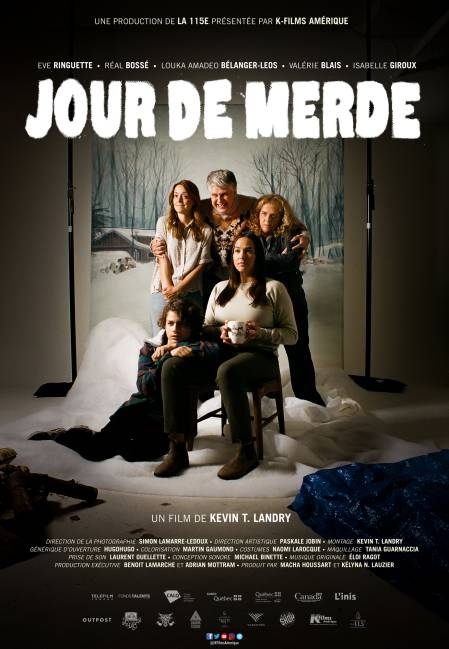 Affiche du film "Jour de merde", comédie noire écrite et réalisée par Kevin T. Landry.