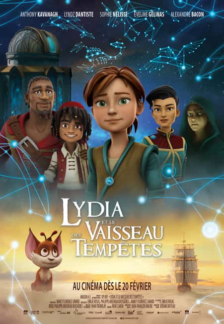 Affiche finale de l'animation québécoise Lydia et le vaisseau des tempêtes (Maison 4:3, 2026)