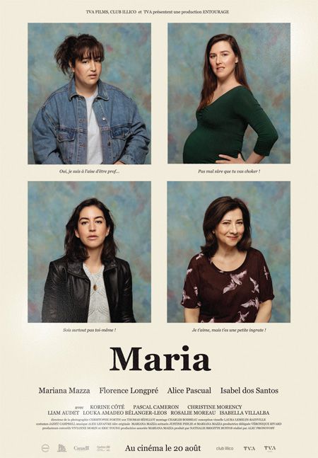 Affiche du film Maria (les portraits des quatre comédiennes sont en mosaïque sur un fonds beige)