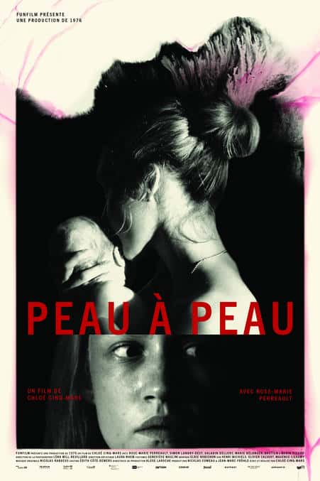 Affiche québécoise du suspense psychologique "Peau à peau", écrit et réalisé par Chloé Cinq-Mars (2025 - FunFilm Distribution)
