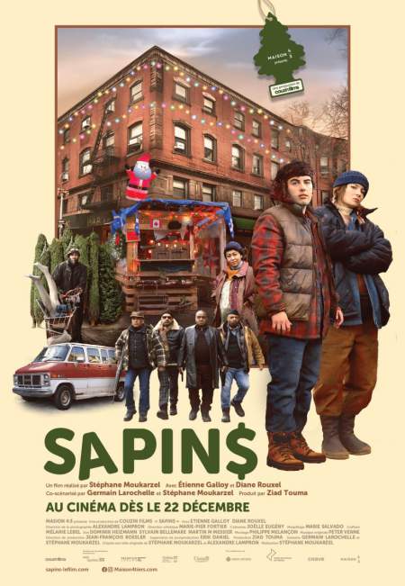 Affiche du film Sapin$ de Stéphane Moukarzel (Maison 4:3) - En salle le 22 décembre 2023.