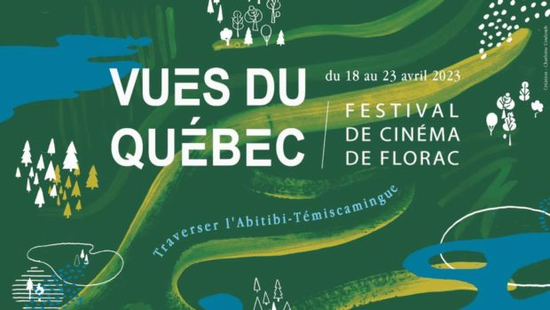 Visuel Vues du Québec 2023. Axé sur la rencontre entre le public et le cinéma québécois, Vues du Québec est la principale vitrine du cinéma québécois en France.